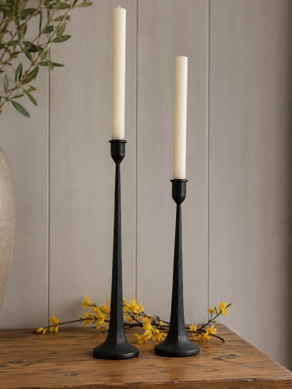 Cast Iron Taper Candle Holders Set of Two Great Pre-loved Condition